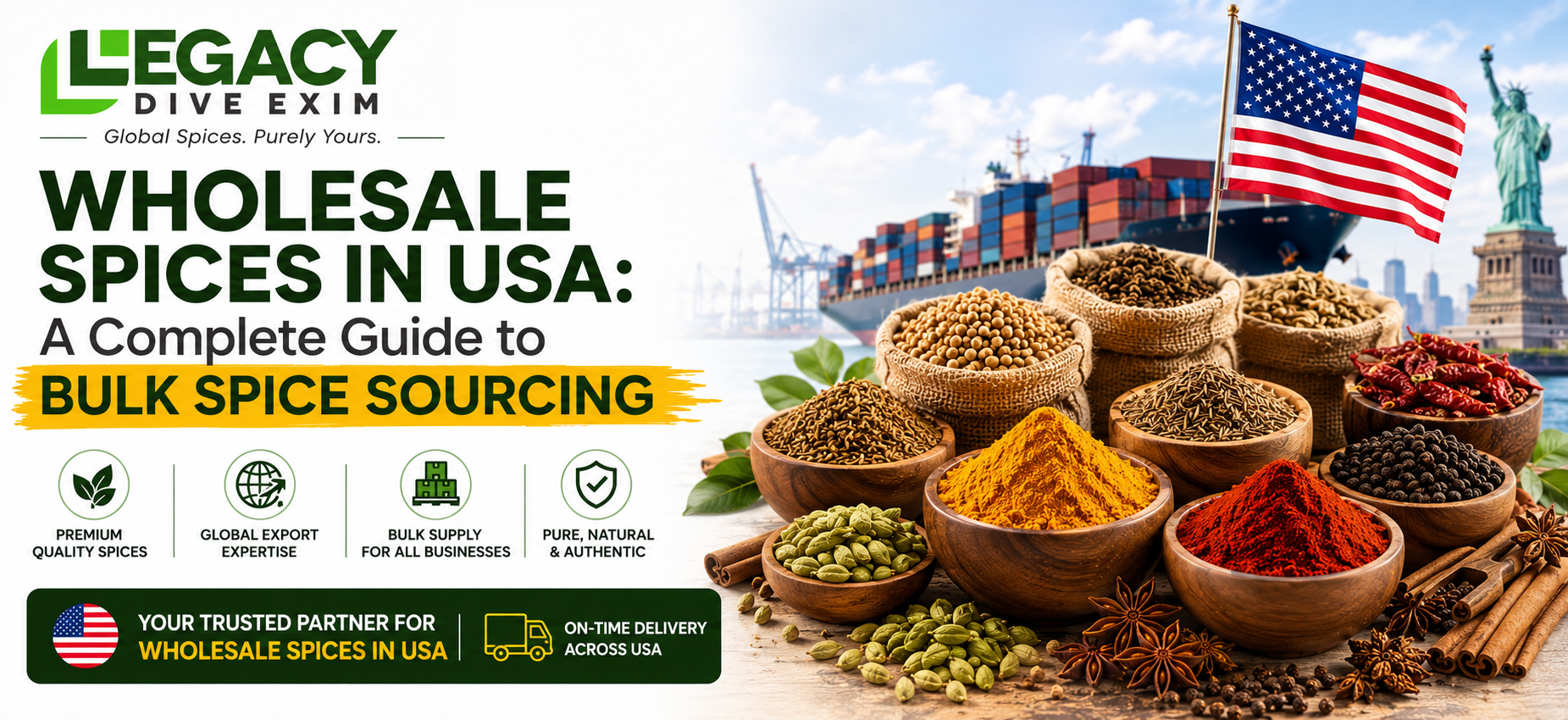 Wholesale Spices in USA - Bulk Spice Sourcing Guide by Legacy Dive Exim